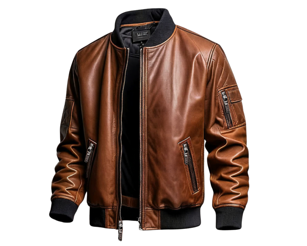 INHIDE SuperNova Men's Premium Leather Bomber Jacket. -