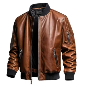 INHIDE SuperNova Men's Premium Leather Bomber Jacket.